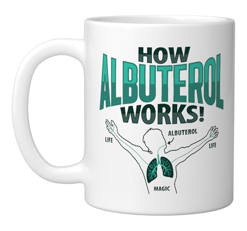 Albuterol Asthma Inhaler Design for an Asthmatic Ceramic Mug, White