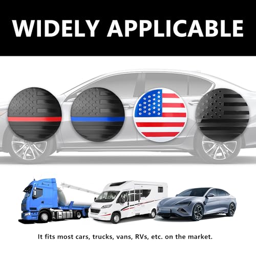 4PCS American Flag Car Wheel Center Caps,Wheel Hub Caps Sticker Compatible with 56mm/2.2 Inch Wheel Hub Caps,Automotive Exterior Accessories Center Caps for Rims Car Decorations (Black & Red)