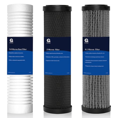 Replacement Filter Cartridges for c-learSource Ultra 3-Canister System | 5m Sediment 0.5m Carbon Block 0.1m Precision Filter | 3-Pack RV Water Filter Replacement Set