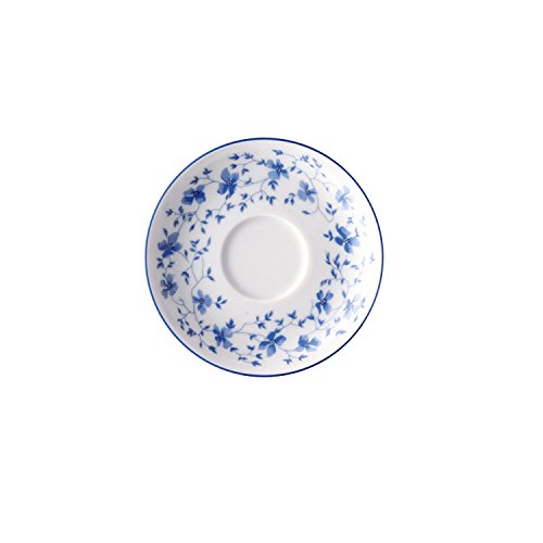 Rosenthal Arzberg Form 1382 Blaublüten Espresso-Untertasse 12cm Keramische Konstruktion Porzellan Geblümt Flowery Café Style Dishware Plate Dessertteller