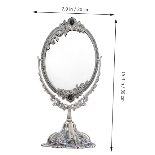 Miroir maquillage de table rétro en métal ancien pivotant
