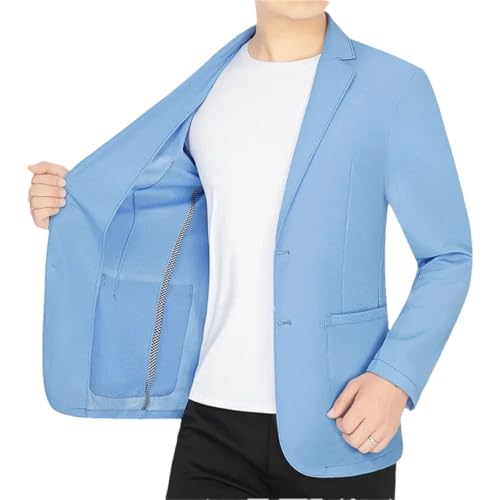Chaquetas de verano de malla transpirable de secado rápido para hombre, trajes casuales de negocios, azul, M