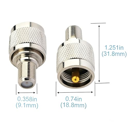 Conector coaxial F hembra a UHF macho PL-259 para antenas y equipos de radioaficionado 2