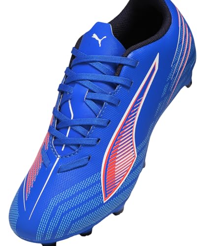 PUMA Ultra 6 Play FG/AG Jr Chaussures de Football Unisexes pour Enfant, PUMA Ultra Bleue, Blanche et Rouge, 33 EU