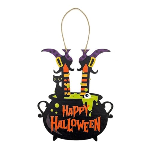 Happy Halloween Witch Door Sign Wooden Witch Leg Decor for Front Door Hanging Welcome Sign for Home Farmhouse Porch Wall Witches Party Supplies (witch)
