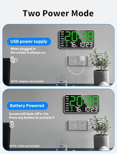 Image of Digital Alarm Clock Wall /Table -9 inch Inch Large LED Display with Date & Week, Remote Control, Big Wall Clock for Bedroom, Living Room, Office