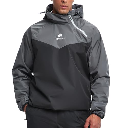 HOTSUIT Sauna Suit Men Weight Loss Gym Exercise Sweat Suits Workout Jacket, Gray, 5XL