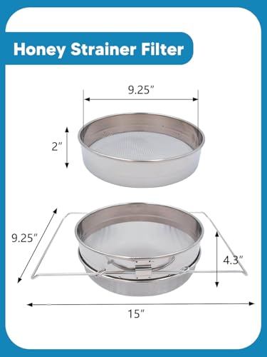 15 PCS Honey Extractor Kit, 2 Pack 5 Gallon Honey Bucket with Gate, 58-90% Refractometer Harvesting Equipment Hive Tool Bucket Rack Gloves Beekeeping Frame Gripper Strainer Knife - Image 3