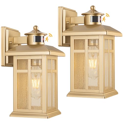 2-Pack Gold Exterior Motion Wall Sconces