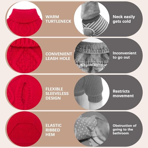 Image of BINGPET Dog Sweater for Medium Large Dogs, Turtleneck Knitted Clothes