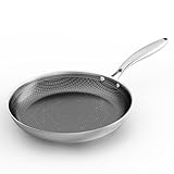 COOKING KING 10-Inch Stainless Steel Pan, Hybrid Nonstick Frying Pan, Skillet, 3-Ply Clad Cookware, Even Heat Distribution, Dishwasher & Oven Safe, with Stay-Cool Handle, Induction Compatible