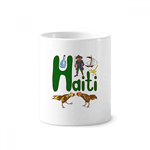 Porte-brosse à dents stylo Haïti motif touristique en céramique coupe blanche 350ml