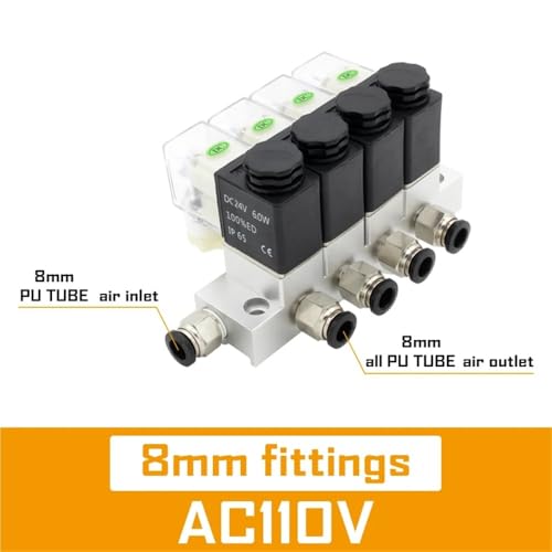 Électrovanne 2V025-08 AC110V en alliage usiné de 6 stations