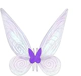 YCNASSS Fairy Wings White Angel Wings Butterfly Wings Dress Up Sparkling Sheer Halloween Costume Fairy Wing for Girls Kids (Purple)