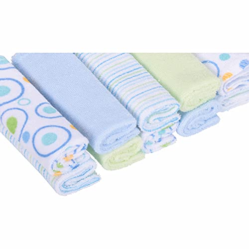 Spasilk Washcloth Wipes Set For Newborn Boys And Girls, Soft Terry Washcloth Set, Pack Of 10, Blue Circles #TOP5