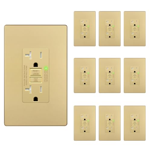 LIDER GFCI Outlet 20Amp, GFCI Receptacle, ETL Listed, Matte Gold, 10-Pack
