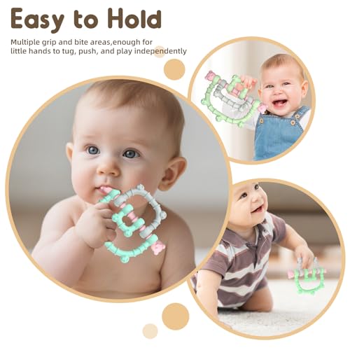2 Stück Beißring Spielzeug für Babys, Beißspielzeug für Autistische Kinder, Zahnungshilfe Spielzeug für Neugeborene Babys 3 6 12 18 Monate Jungen Mädchen Ostern Baby Dusche Geschenke, Mehrere Farben