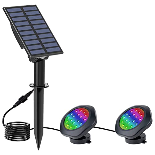 Garosa Luces de Estanque con Energía Solar, Luces LED Sumergibles para Tanque de Acuario, Jardín, Fuente de Piscina, Modos de Iluminación RGB Brillantes, Duraderas e Impermeables, Fácil