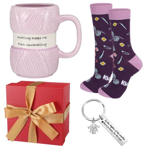 Tioncy 4 Pcs Purple Christmas Crochet Knitter Gift Set for