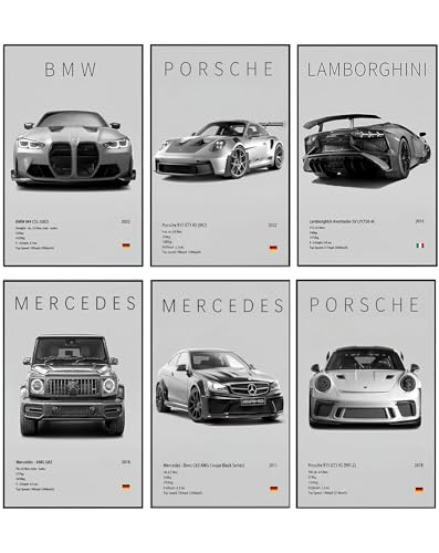 Image of Yootiko 6 PCS Car Posters Super Car Poster Cool Stylish Racing Cars Prints