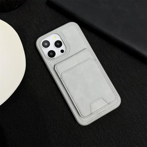 Étui en cuir pour iPhone 12 Pro avec support magnétique et fente carte gris élégant