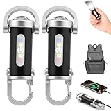 2PCS Rechargeable Keychain Flashlights, Portable Rechargeable Bright Keychain Flashlight Phone Charger for Camping, 1200lm, 7 Lighting Modes (2Pcs)