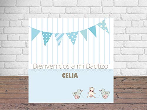 Photocall Bienvenidos a mi Bautizo | 1,50 m x 1,50 m | Photocall Ideal para Fiestas | Bautizos | Photocall Original