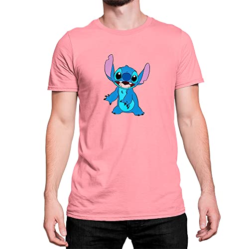 Camiseta Basica Algodão Estampa Lilo Stich Azul Disney Cor:Rosa;Tamanho:GG