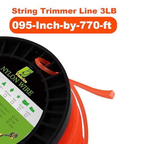 Image of VIABRICO 095 Trimmer Line Square Weed Wacker String .095-Inch-by-590-ft, Weed Eater String, Premium Nylon Universal 3LB