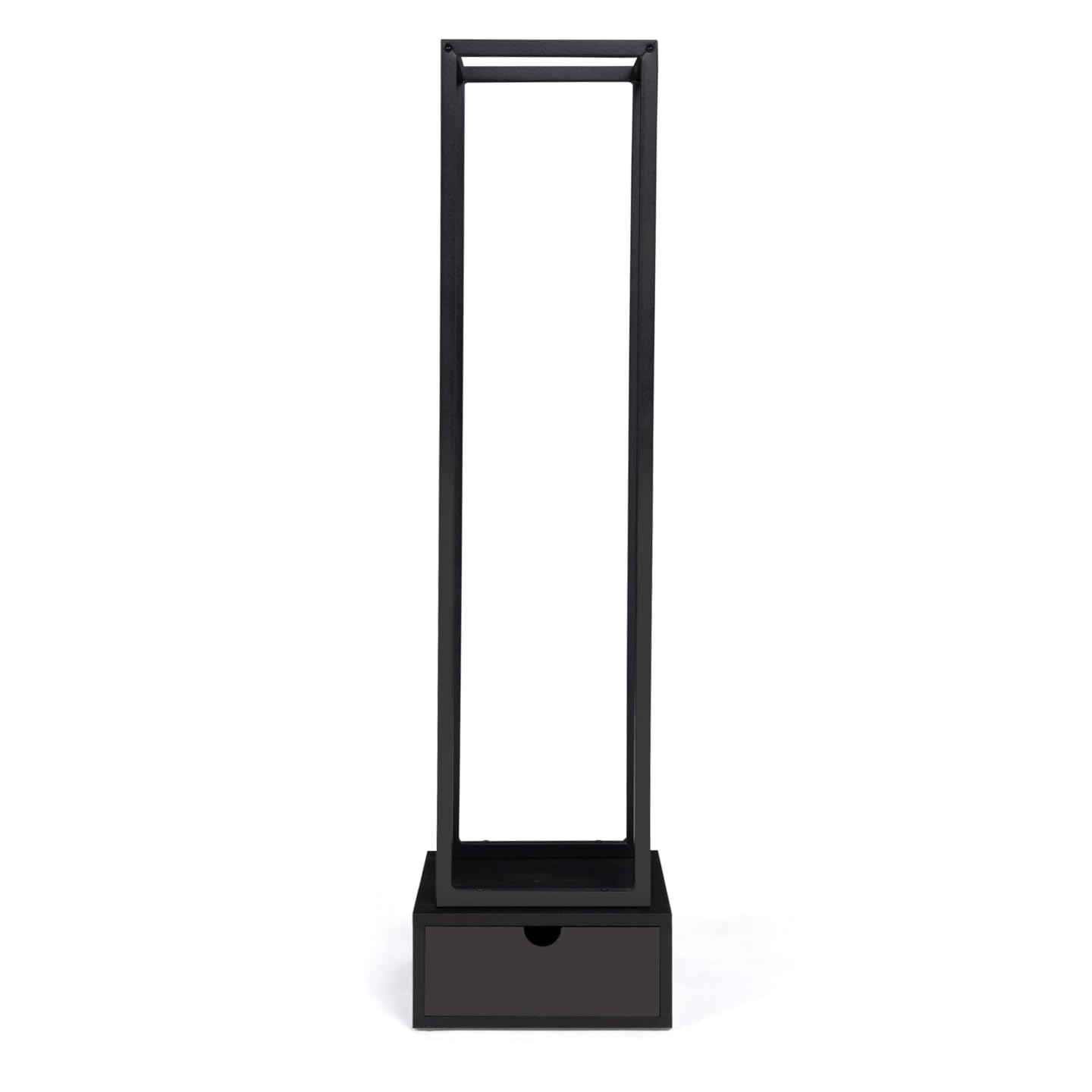 IDMarket - Range bûches Vertical Acier Noir H. 125 CM avec tiroir pour cheminée