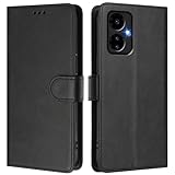 LMFULM® Hülle für Boost Mobile Celero 5G 2024 (6,5 Zoll) PU Leder Hülle Brieftasche Lederhülle Magnetverschluss Handytasche Stand Ledertasche Flip Cover Holster Schwarz