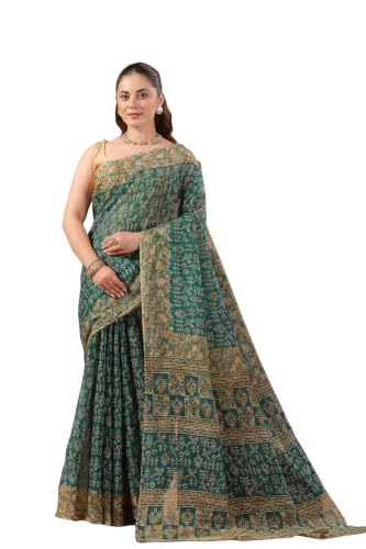 Image of TAMAIRA FASHION Mulmul Pure Cotton Saree For Woman Warli Batik Printed |Office Wear Daily Wear Sarees For Women Without Blouse Piece(Available in 11 Colours)