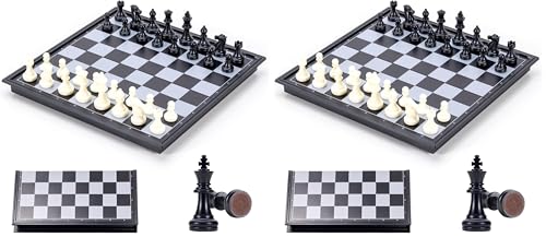 Jeu d'échecs magnétique pliable : lot de 2 mini échiquiers de voyage
