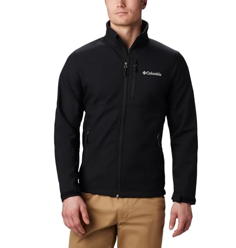 Columbia Mens Ascender Softshell Full Zip Rain Jacket, Black, 5X