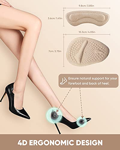 ONUEMP 6 Pairs Heel Pads for Shoes, Silicone Heel Grips Protectors and Ball of Foot Cushions for Women Men, Foot Inserts Metatarsal Pad for Shoes That are Too Big, Pain Relief