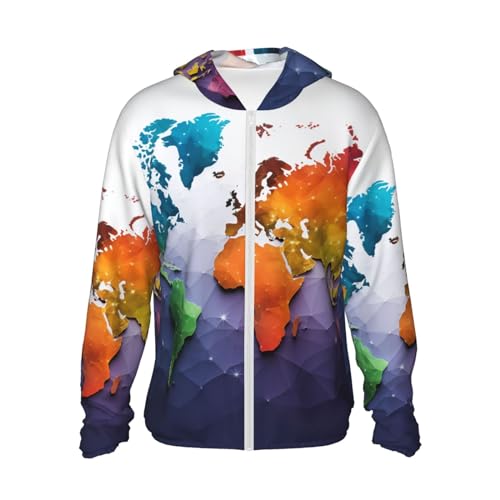 Veste protection solaire UPF 50+ zippée à motif carte du monde