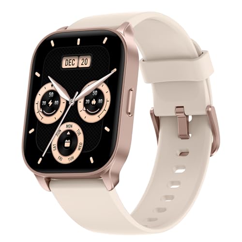 TOOBUR Smart Horloge voor Dames, Smartwatch Compatibel met Android en iOS Telefoon, Beantwoord/Voer Oproepen uit, Fitness Tracker Horloge, Hartslag/Slaap Tracker/100 Sportmodi/IP68 Waterdicht, Ivoor