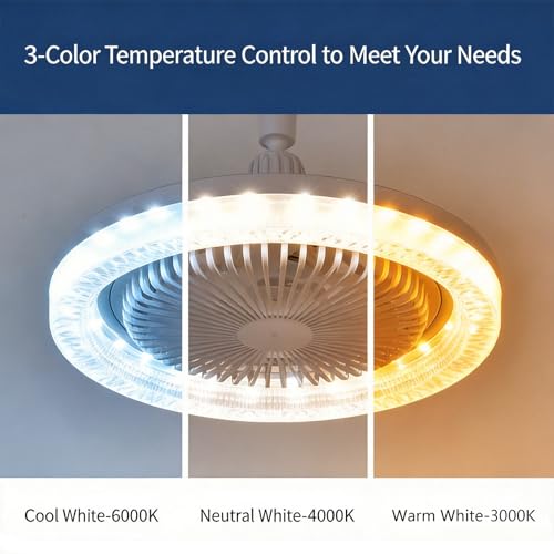 Ventilador de techo recargable USB silencioso con luces E27 3