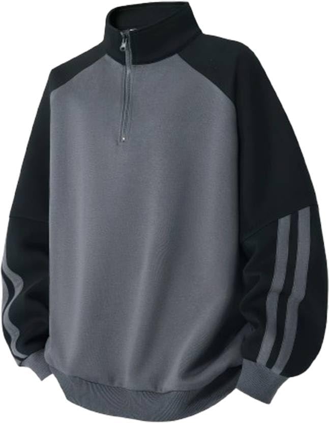Image of Half Ziper Self Design Sweatshirt for Men(DC-HZS-P)