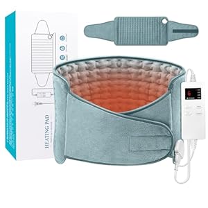 Heating Pad for Back Pain and Cramps Relief, Menstrual Heating Pad for Period Cramps with 4 Timer Auto Shut Off & 6 Heat Setting, Large Electric Heat Pad with Belt, Dry & Moist Therapy (12″x24″+20”)