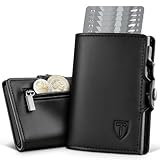 TENBST Portafoglio Uomo Slim, Porta Carte di Credito Piccolo, Portacarte con Protezione RFID Anticlonazione, Porta Tessere Uomo con Portamonete, Regalo Scatola