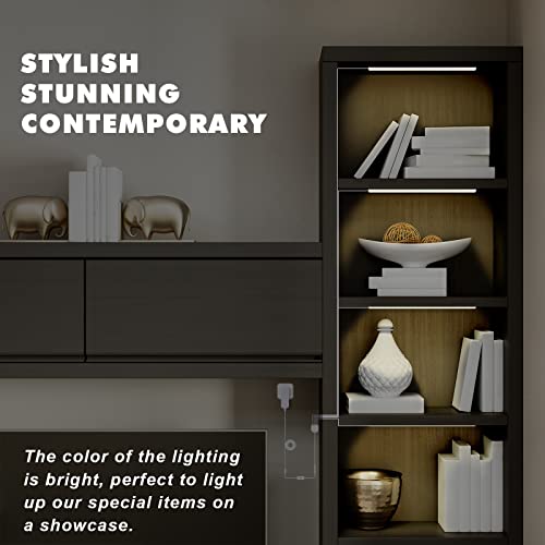 Image of JUSJUBR Natural White 4 Pack Dimmable Shelf Lighting with Memory Function, 12 inch 4000K Bookshelf Lighting, LED Lights for Display Case /Pantry /Closet /Safe