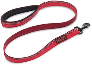 HALTI Lead For Dogs, Size Large, Red, 1.2m, Premium Nylon Puppy & Dog Leash, Reflective, Neoprene-Padded Handle, Comfortable & Easy to Use, For Small, Medium & Large Dogs