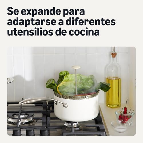 Miniatura 4 de Amazon Basics Cesta Vaporera Extensible, Se Expande De 14,2cm A 23,5cm, Acero Inoxidable, Apta Para Lavavajillas