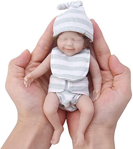 Mini Poupées De Bebe Reborn, Poupée De Bébé Nouveau-né Réaliste Miniature De 6 Pouces, Petites Poupées De Bébé en Silicone en Vinyle Réalistes Qui Ont L'air Réelles Cover