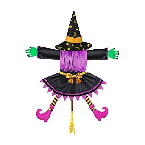 43.3" H Witch Tree Hugger, Outdoor Purple Crashing Witch into Tree Props for Halloween Tree Trunks or Pillars Hanging Decorations Cover