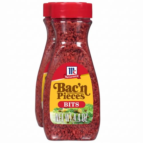 McCormick Bacon Bits, Artificially Flavored, Vegan and Vegetarian Friendly Alternative to Bacon, Shake on Salads, Pizza, and More for Meaty Flavor and Crunch, 4.4 oz, (Pack of 2)