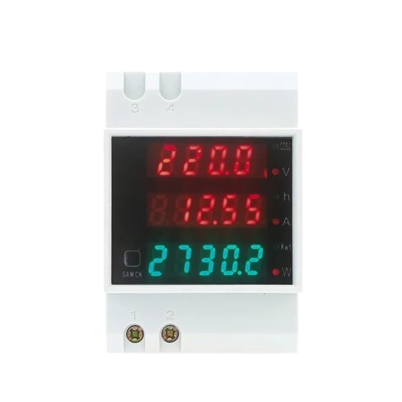 D52-2047 DIN Rail Digital Multifuction Power Meter AC80-300V/AC200-450V Voltmeter AC 0-100A Ammeter Energy Meter(AC80 300V 100A)