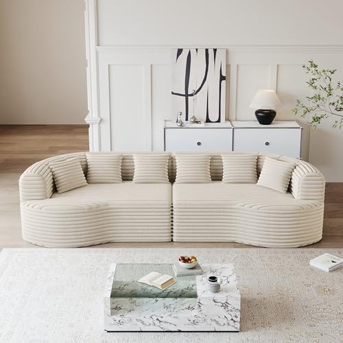 KEIKI 106.3" Curved Sectional Sofa, Oversized Cloud Couch with 6