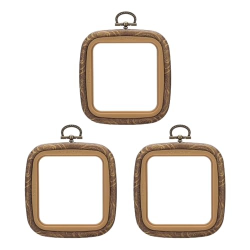 Image of PATIKIL 3x2.8inch Embroidery Hoops, 3Pieces Imitated Wood Square Frame Cross Stitch Hoop Ring for Embroidery Art Craft Sewing Ornaments Hanging Decoration